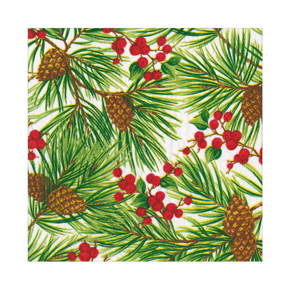 Evergreen And Berries Paper Luncheon Napkins
